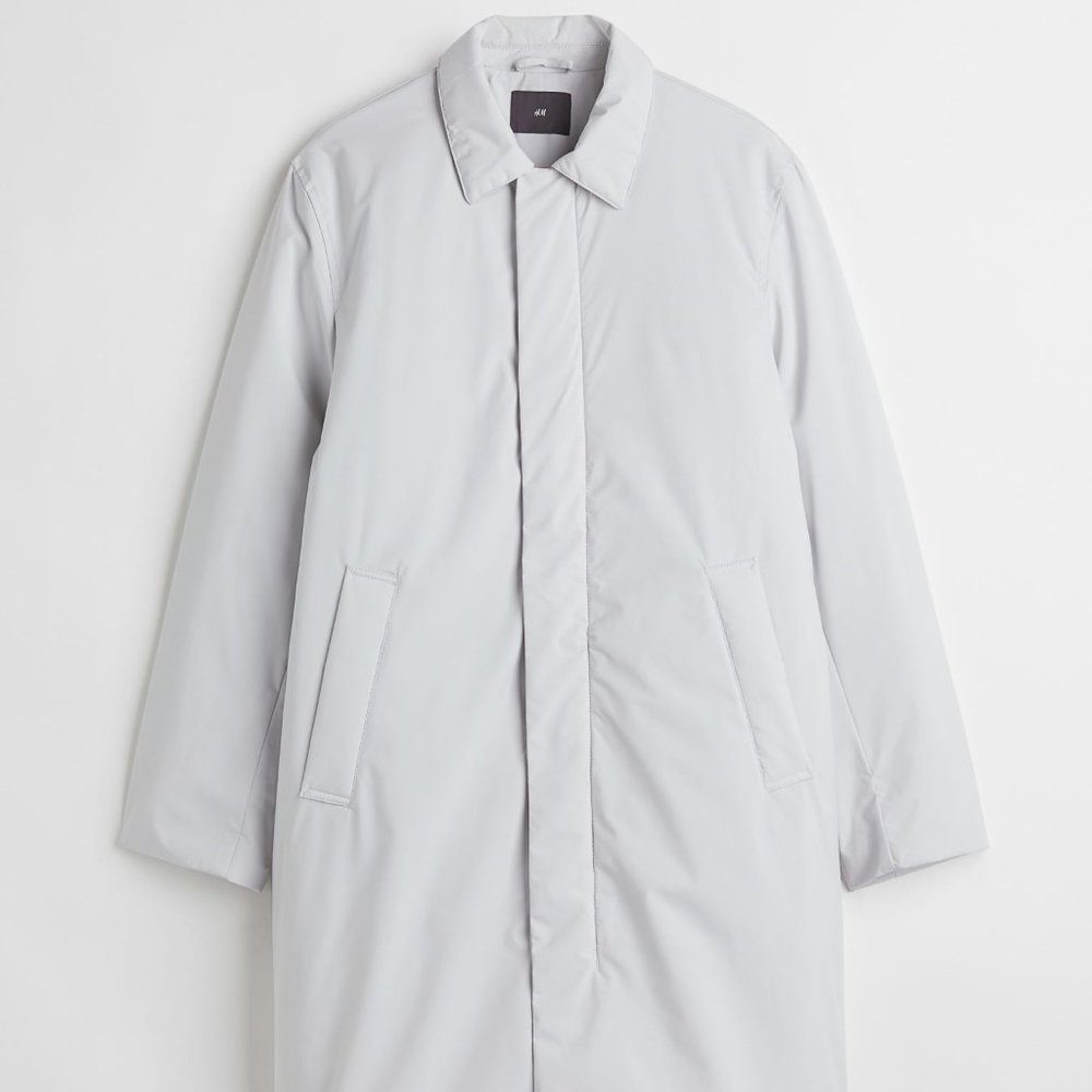 NEW NWT H&M XXL Light Gray Water-repellent Car Coat